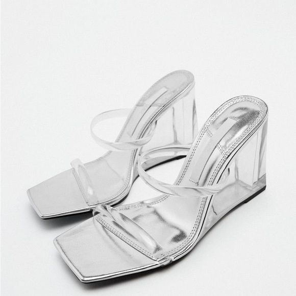 ZARA CHUNKY METHACRYLATE WEDGE SANDALS 6.5 - Picture 4 of 7